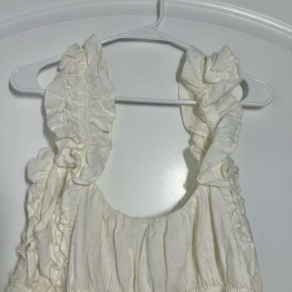 Abercrombie & Fitch White Ruffled Linen Blend Peplum Blouse size extra large - Picture 6 of 11